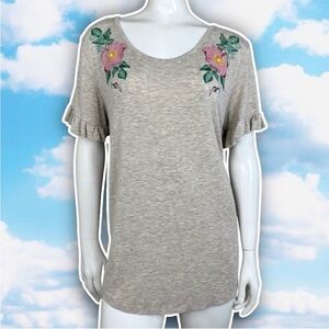 ❤️ JUNE BLOOM Ruffle Sleeve Floral Detail Tee Plus Size Cottagecore Prairie